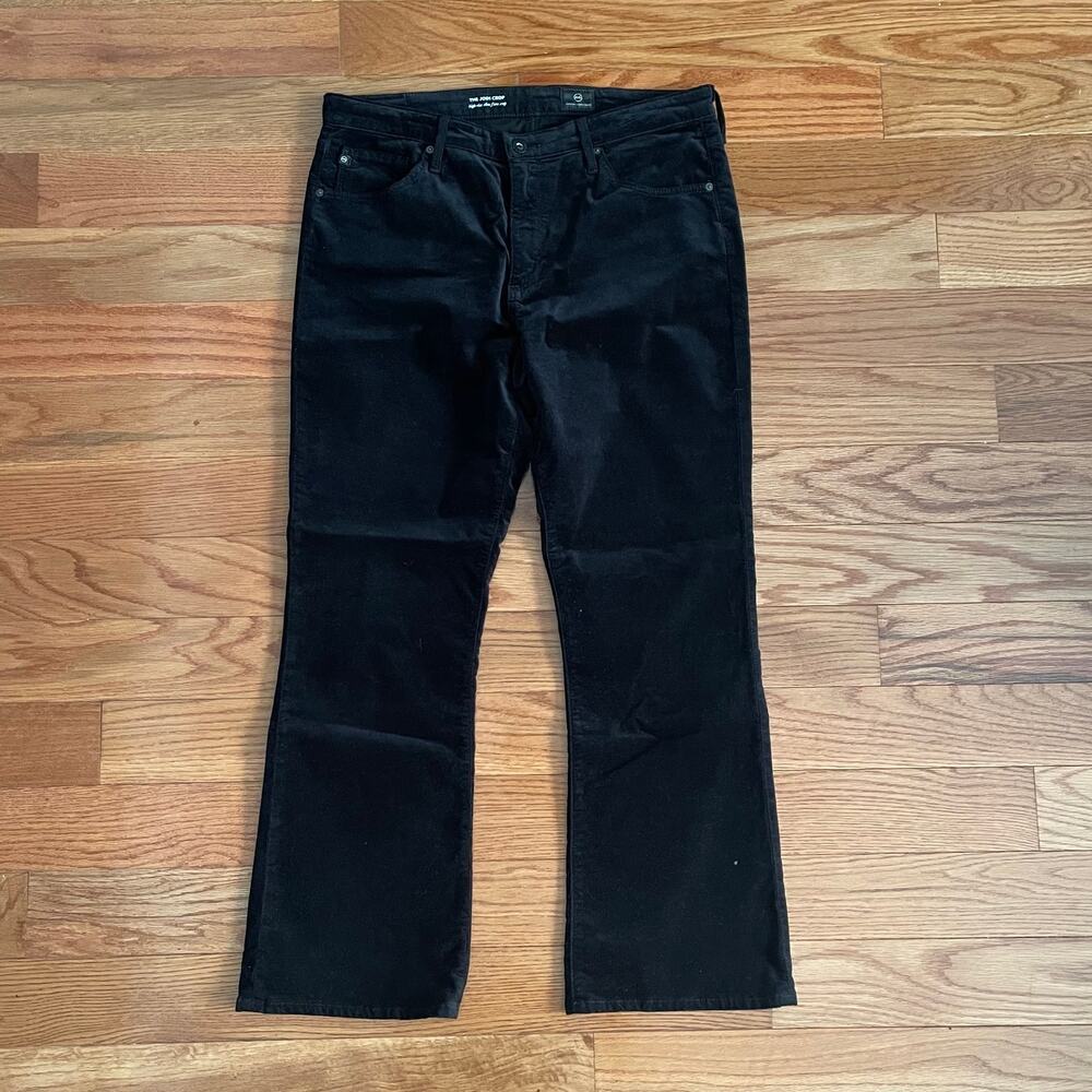 AG Adriano Goldschmied Black Cropped Straight Corduroy Pants